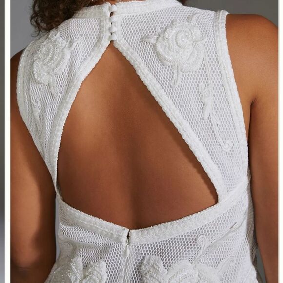 Not So Serious by Pallavi Mohan Deep V-Neck Mini Dress Sleeveless White Small - Picture 5 of 15